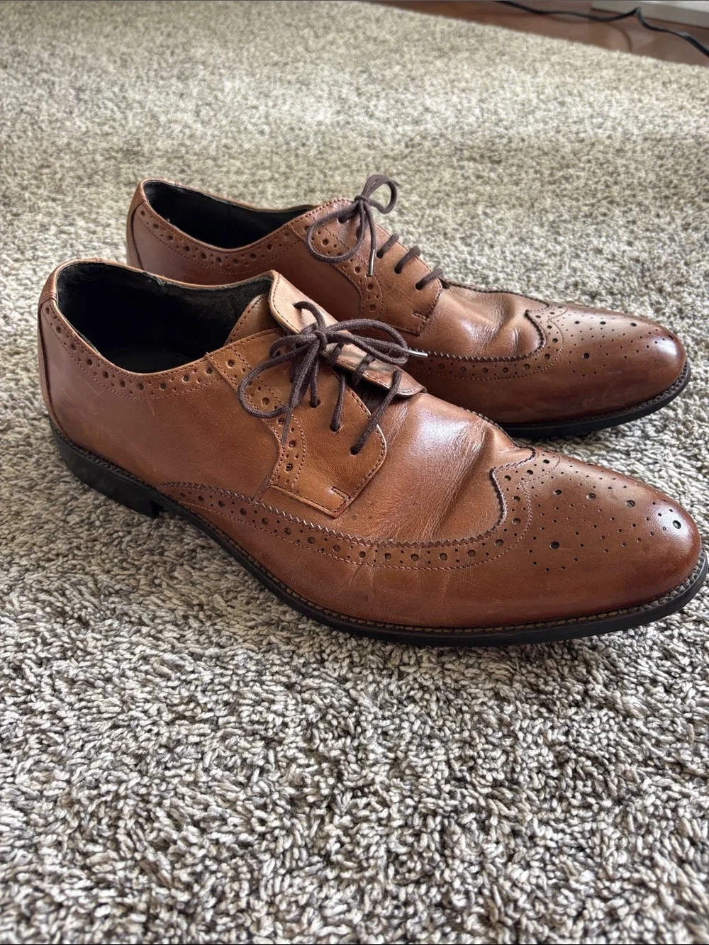 Stacy Adams Cognac Brown Wingtip Brogue Oxfords
